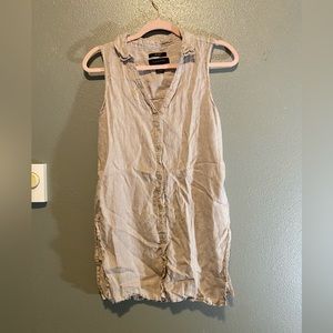 Cream button up tank top tunic